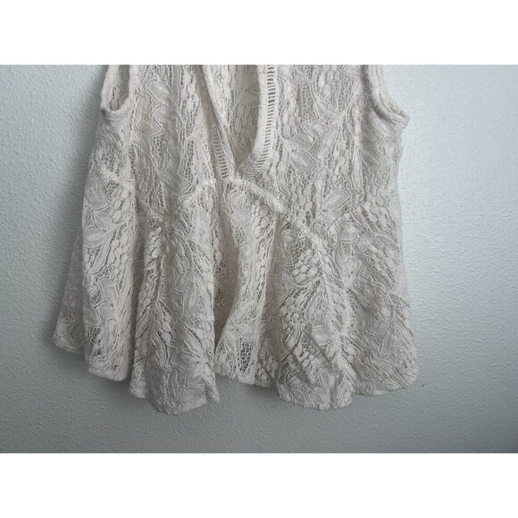 Free People Ivory Maisie Lace All Star Peplum Tank Flare Size XS Coquette Preppy - Picture 5 of 7